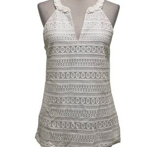 Lilly Pulitzer Womens Arya Sleeveless Lace Tank Top Resort White Medium NWT